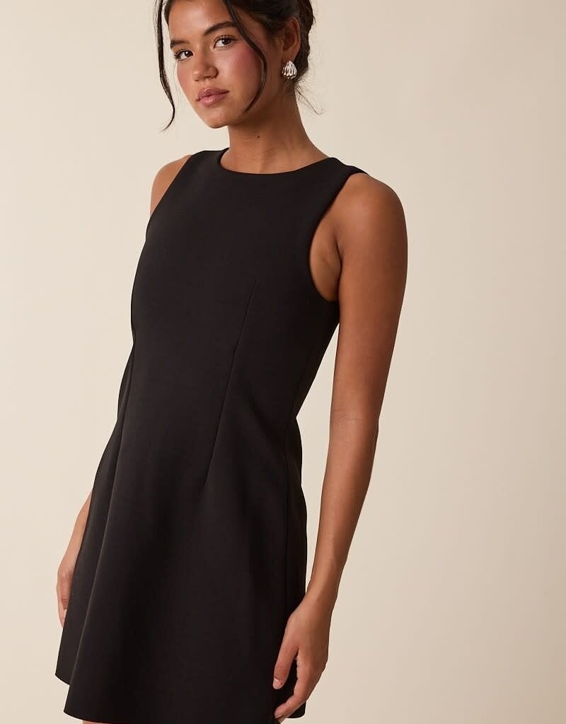 Boatneck Sleeveless A Line Mini Dress