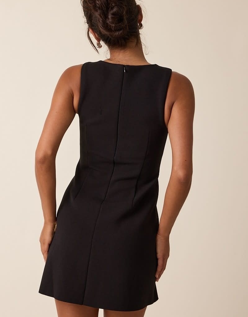 Boatneck Sleeveless A Line Mini Dress