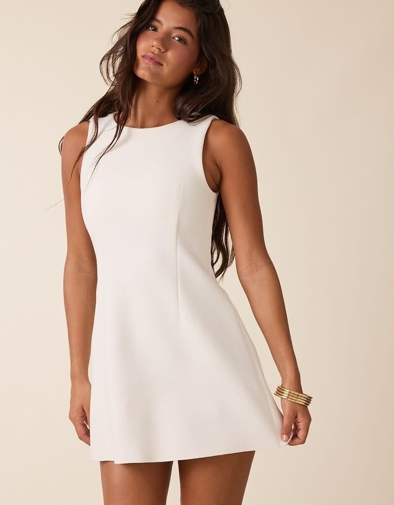 Boatneck Sleeveless A Line Mini Dress