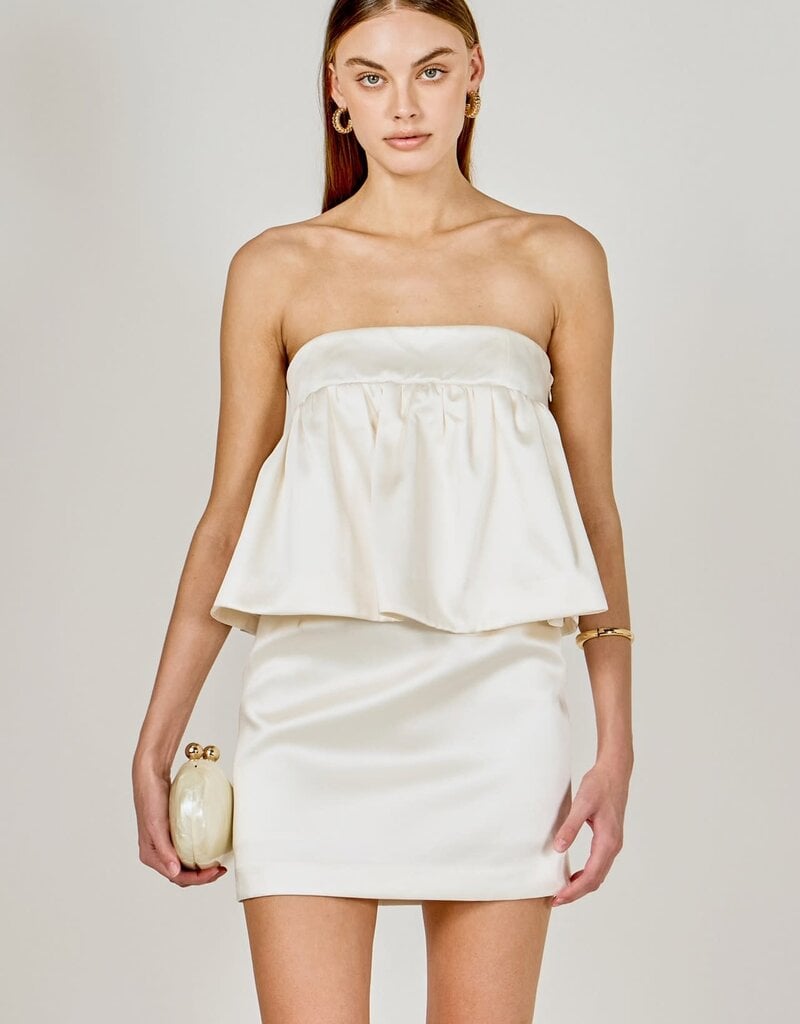 Calise Satin Strapless Mini Dress