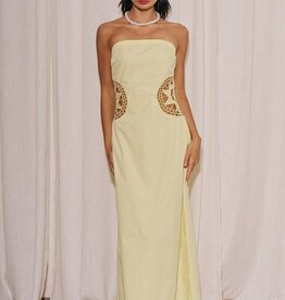 Embroidered Side Strapless Maxi Dress