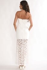 Kyra Strapless Floral Lace Sheer Overlay Maxi Dress