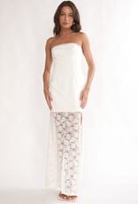 Kyra Strapless Floral Lace Sheer Overlay Maxi Dress