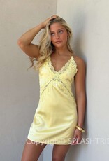 Amelia Lace Trim Satin Slip Mini Dress