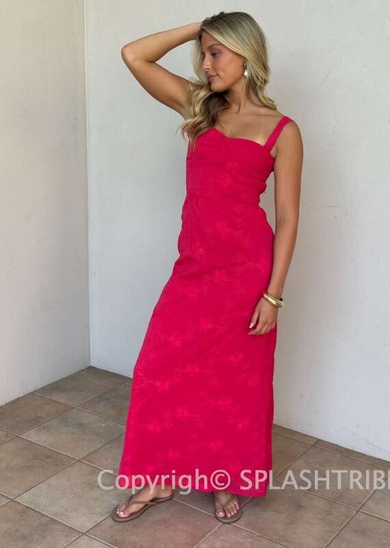 Evie Floral Embroidered Tie Back Maxi Dress