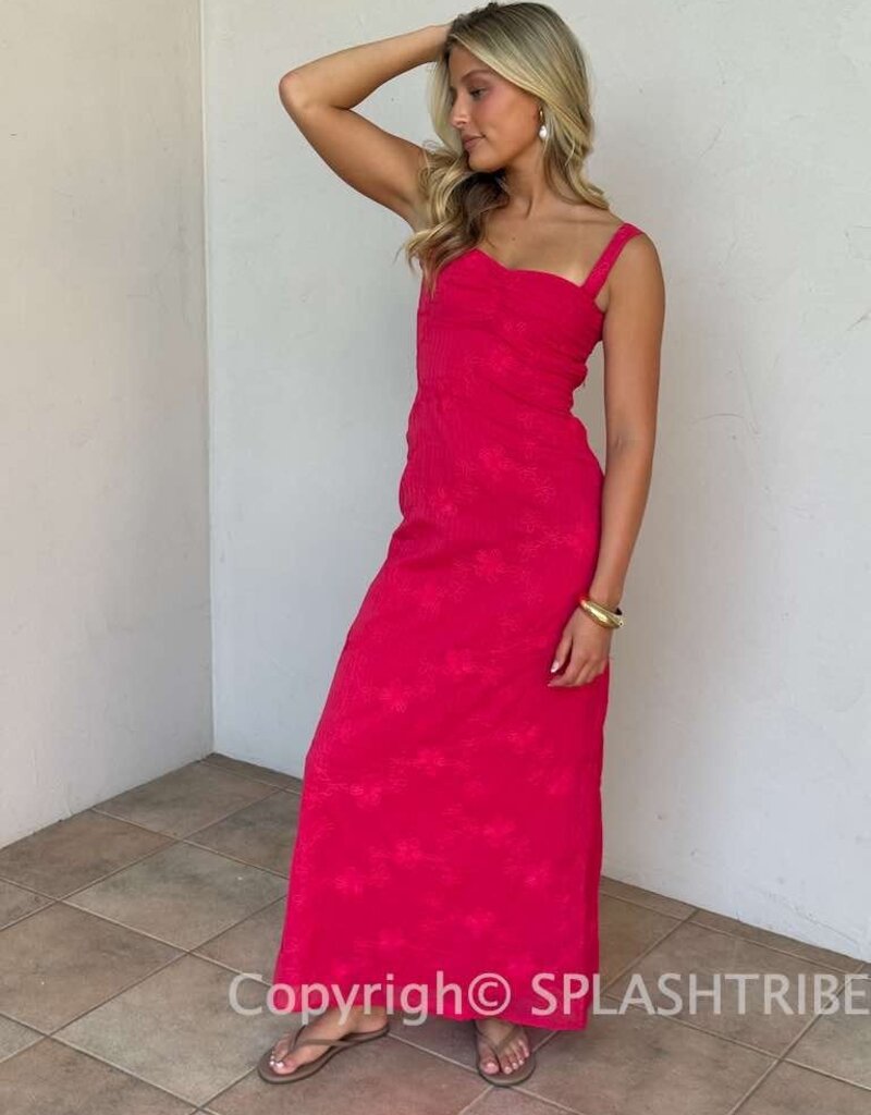 Evie Floral Embroidered Tie Back Maxi Dress