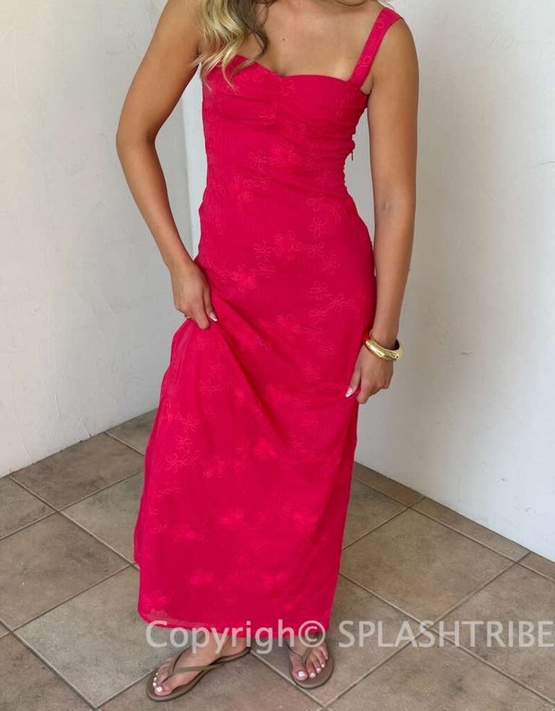 Evie Floral Embroidered Tie Back Maxi Dress