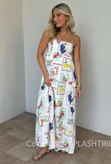 Vintage Fruit Strapless Tie Back Maxi Dress