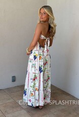 Vintage Fruit Strapless Tie Back Maxi Dress