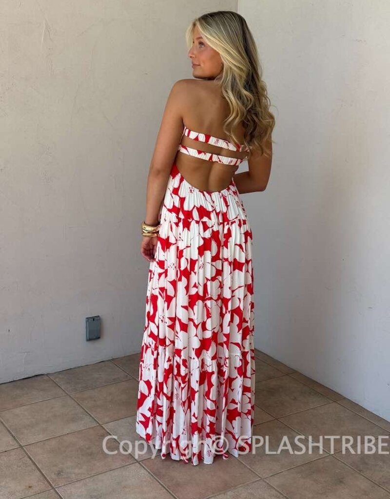 Blossom Twisted Ruched Bust Maxi Dress