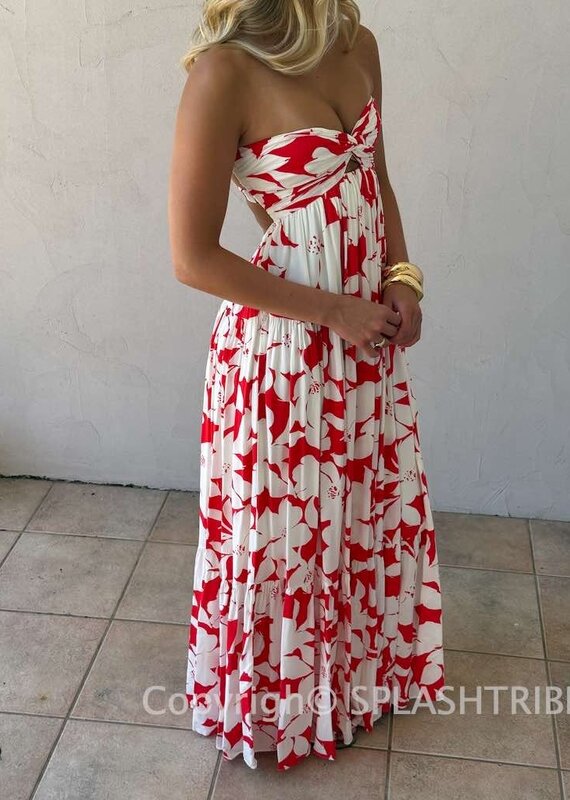 Blossom Twisted Ruched Bust Maxi Dress