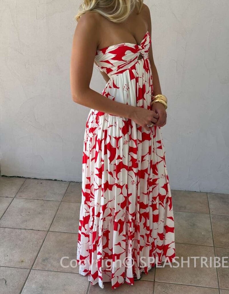 Blossom Twisted Ruched Bust Maxi Dress