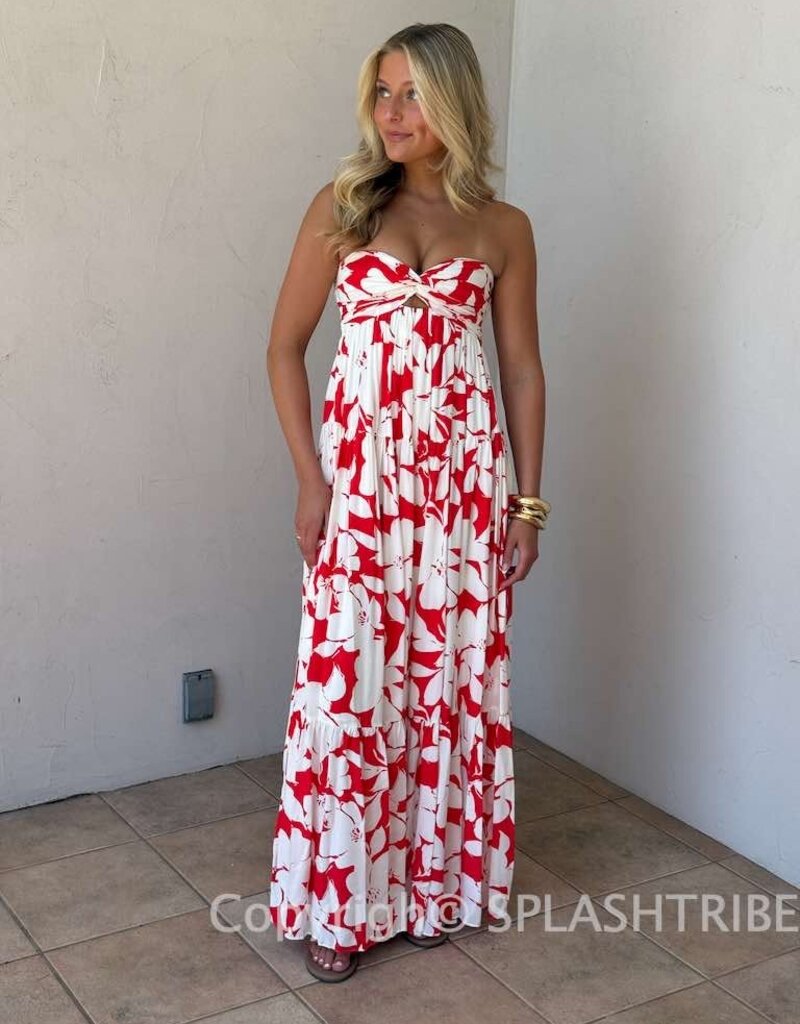 Blossom Twisted Ruched Bust Maxi Dress