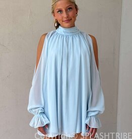 Celine Chiffon Long Sleeve Flowy Mini Dress