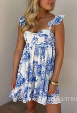 Peaceful Lodge Bra Cup Ruffle Shoulder Mini Dress