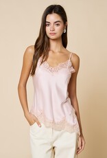 Chiara Satin Lace Trim Asymmetrical Cami Top
