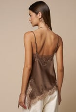 Chiara Satin Lace Trim Asymmetrical Cami Top