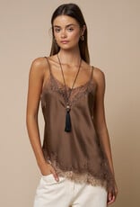 Chiara Satin Lace Trim Asymmetrical Cami Top