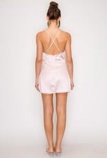 Amelia Lace Trim Satin Slip Mini Dress