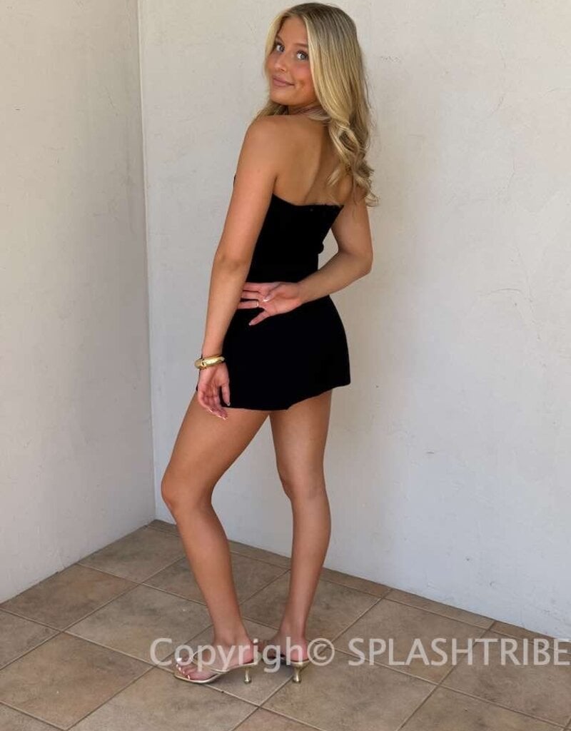 Ava Strapless Belted Skort Mini Dress