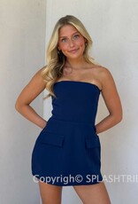 Front Pocket A Line Strapless Mini Dress