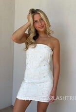 Strapless Beaded Floral Mini Dress