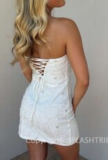 Strapless Beaded Floral Mini Dress