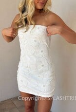Strapless Beaded Floral Mini Dress