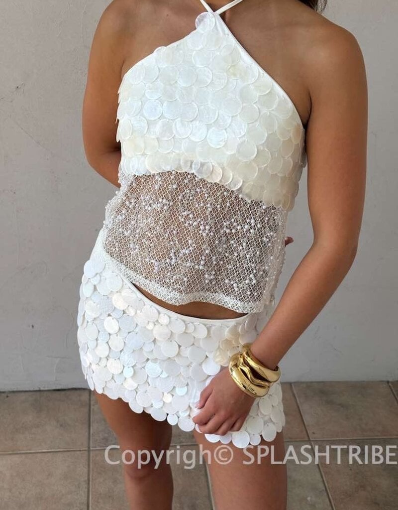 Ibiza Pearl Sequin Halter Top