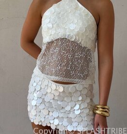 Ibiza Pearl Sequin Mini Skirt