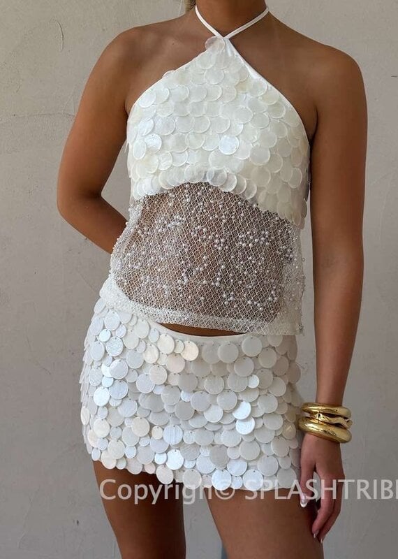 Ibiza Pearl Sequin Mini Skirt