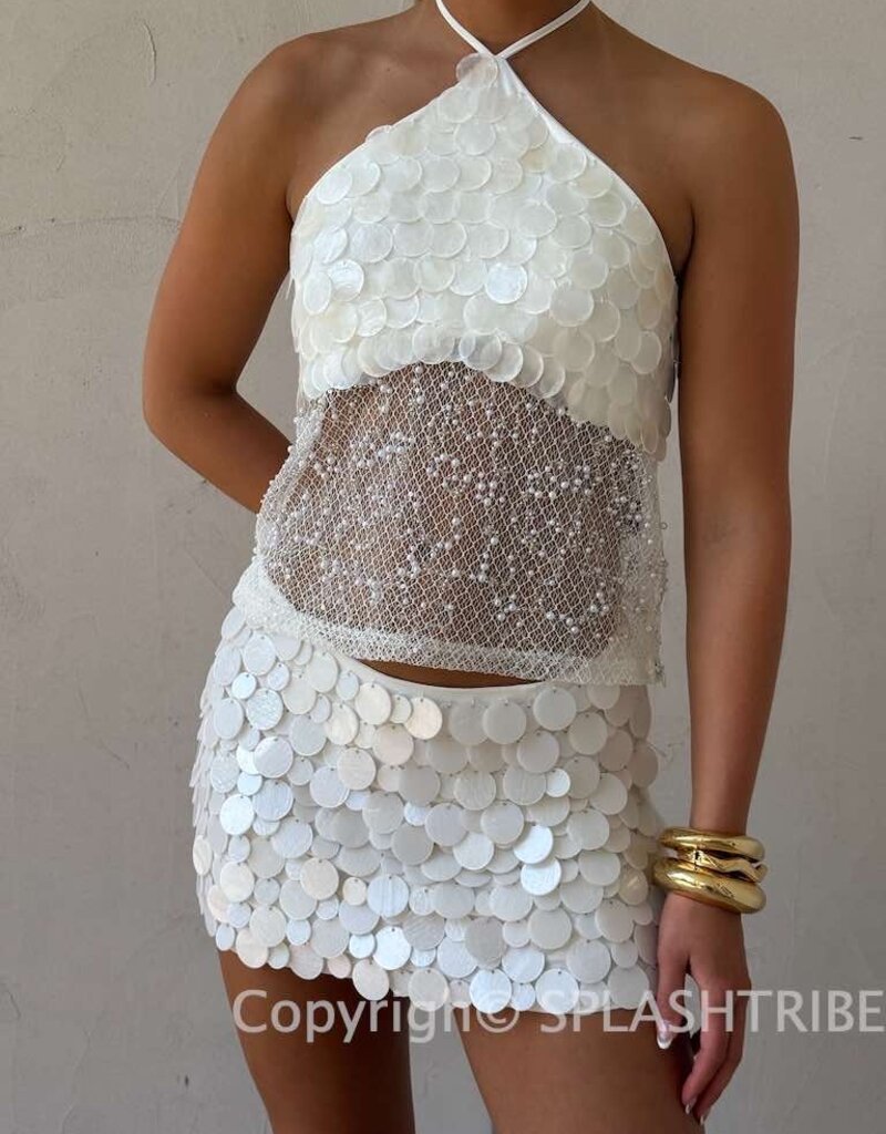 Ibiza Pearl Sequin Mini Skirt