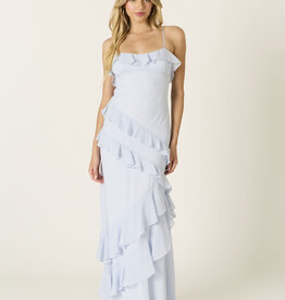 Eva Chiffon Cami Strap Ruffle Maxi Dress