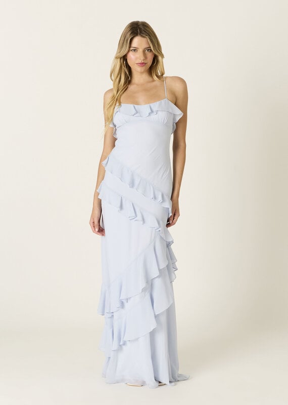 Eva Chiffon Cami Strap Ruffle Maxi Dress