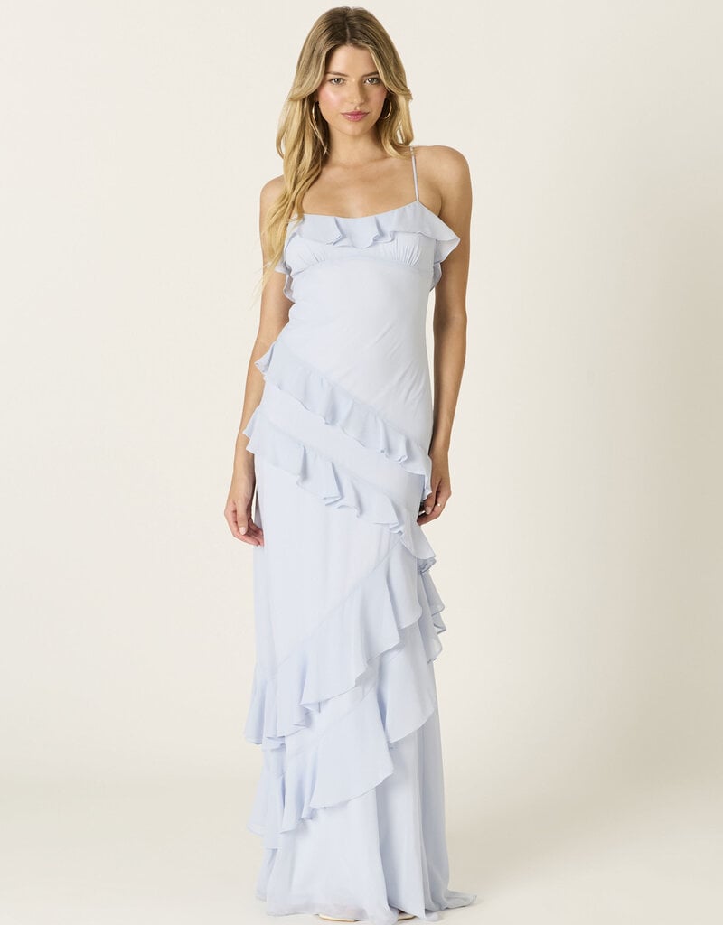 Eva Chiffon Cami Strap Ruffle Maxi Dress