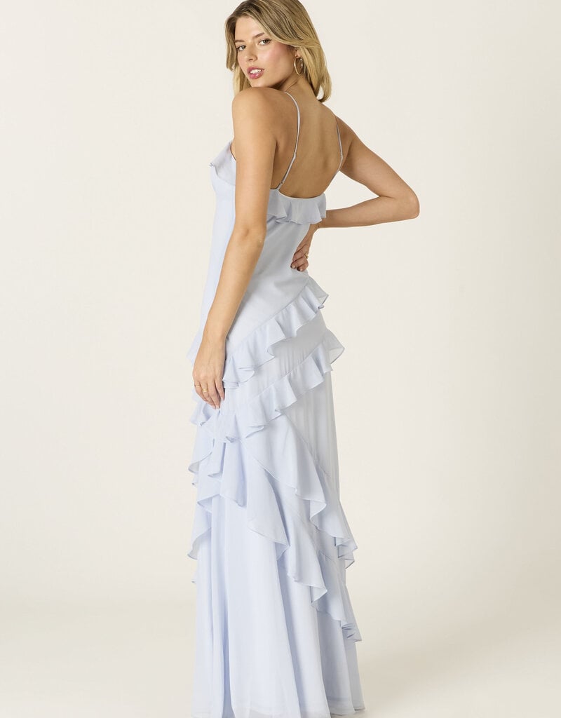 Eva Chiffon Cami Strap Ruffle Maxi Dress
