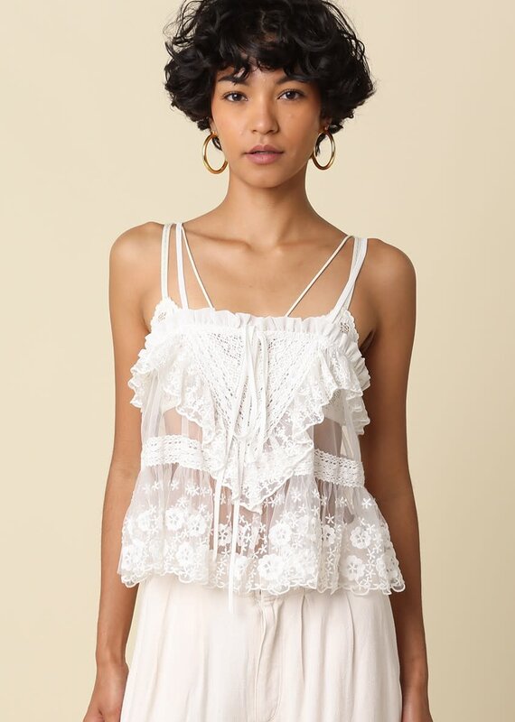 Willa Floral Crochet Lace Sheer Cami Top