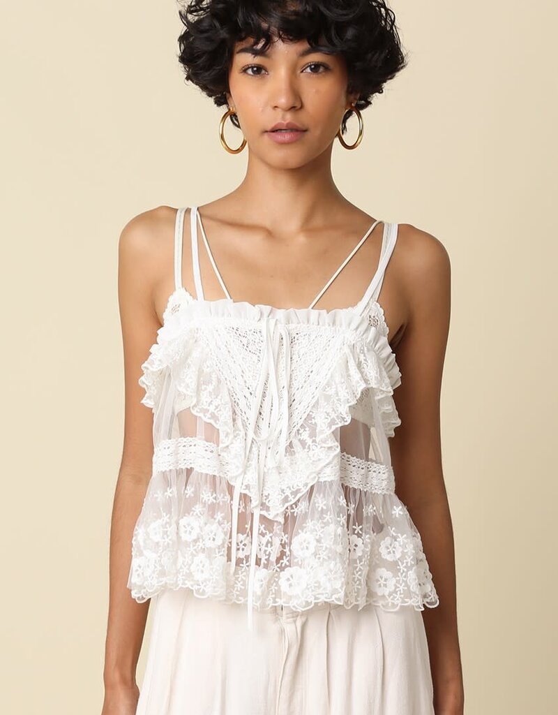 Willa Floral Crochet Lace Sheer Cami Top