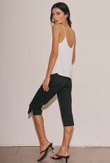 Isabella Button Front Side Slit Capri Pants