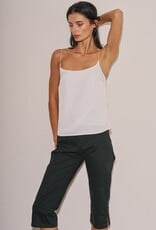 Isabella Button Front Side Slit Capri Pants