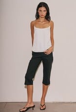 Isabella Button Front Side Slit Capri Pants