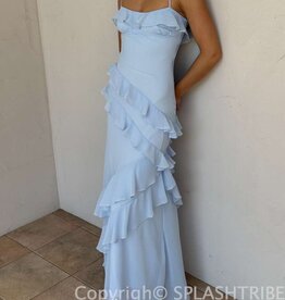 Eva Chiffon Cami Strap Ruffle Maxi Dress