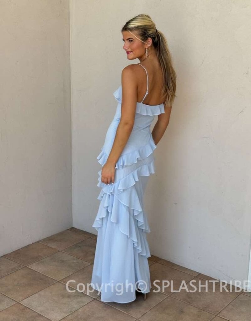 Eva Chiffon Cami Strap Ruffle Maxi Dress