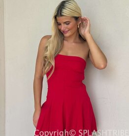 Elyse Strapless Structured Tie Back Mini Dress