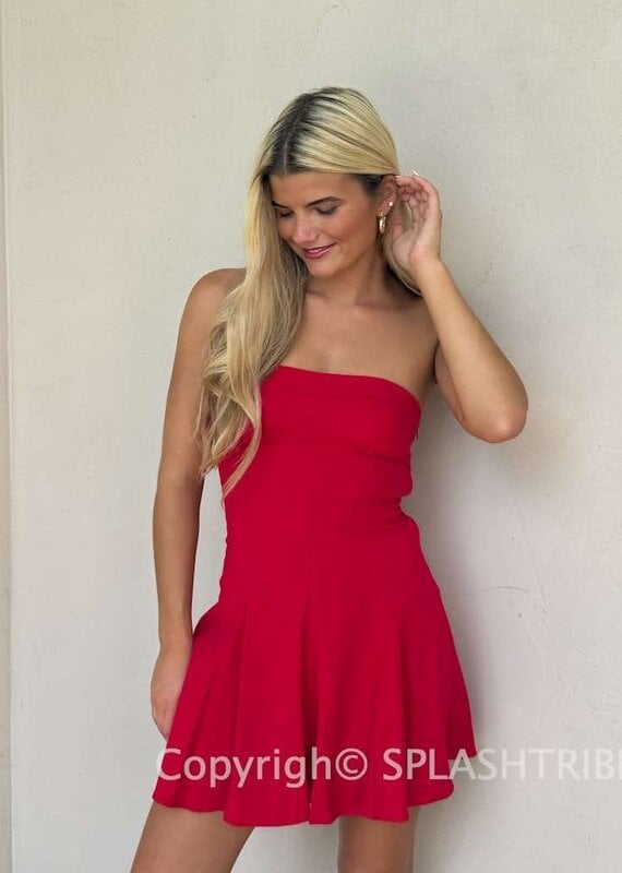 Elyse Strapless Structured Tie Back Mini Dress