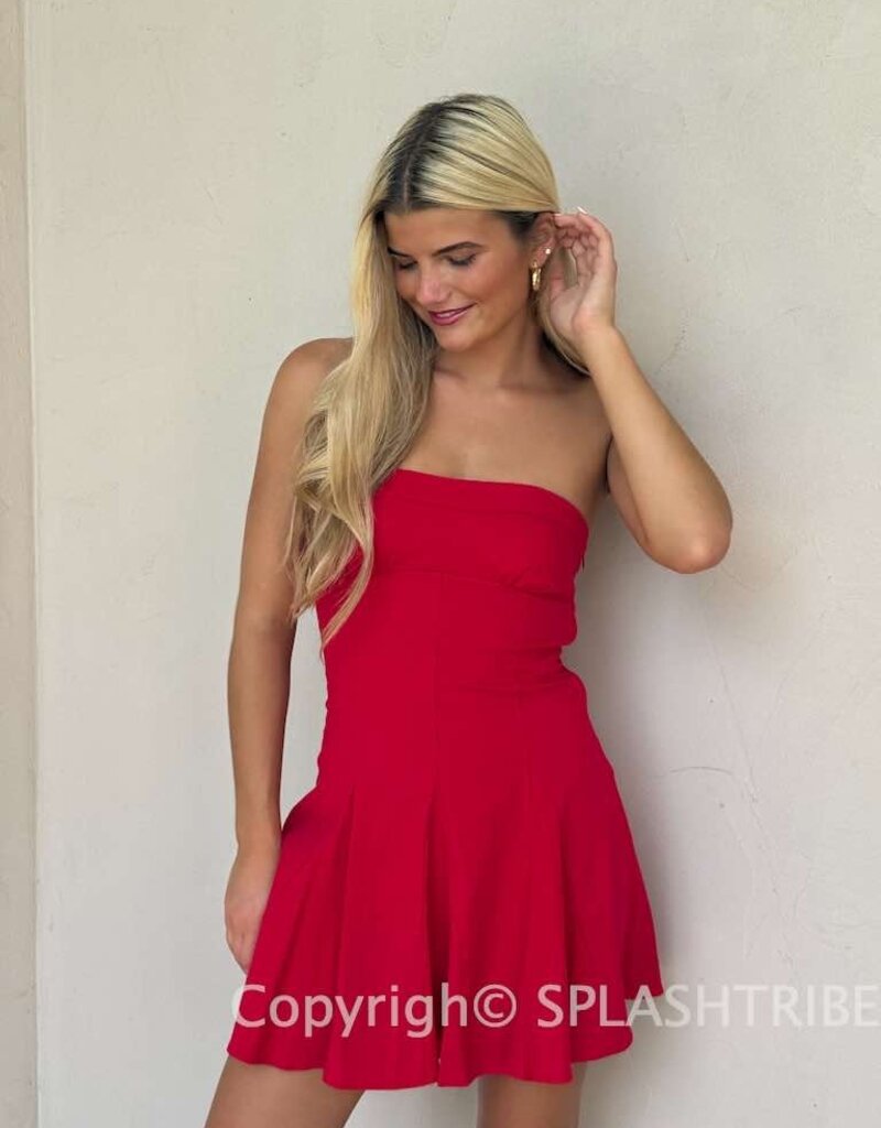 Elyse Strapless Structured Tie Back Mini Dress