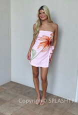 Floral Strapless Linen Wrap Romper