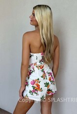 Skylar Floral Strapless Belted Romper