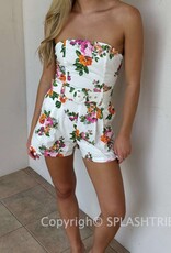 Skylar Floral Strapless Belted Romper