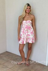 Dove Floral Strapless Mini Dress